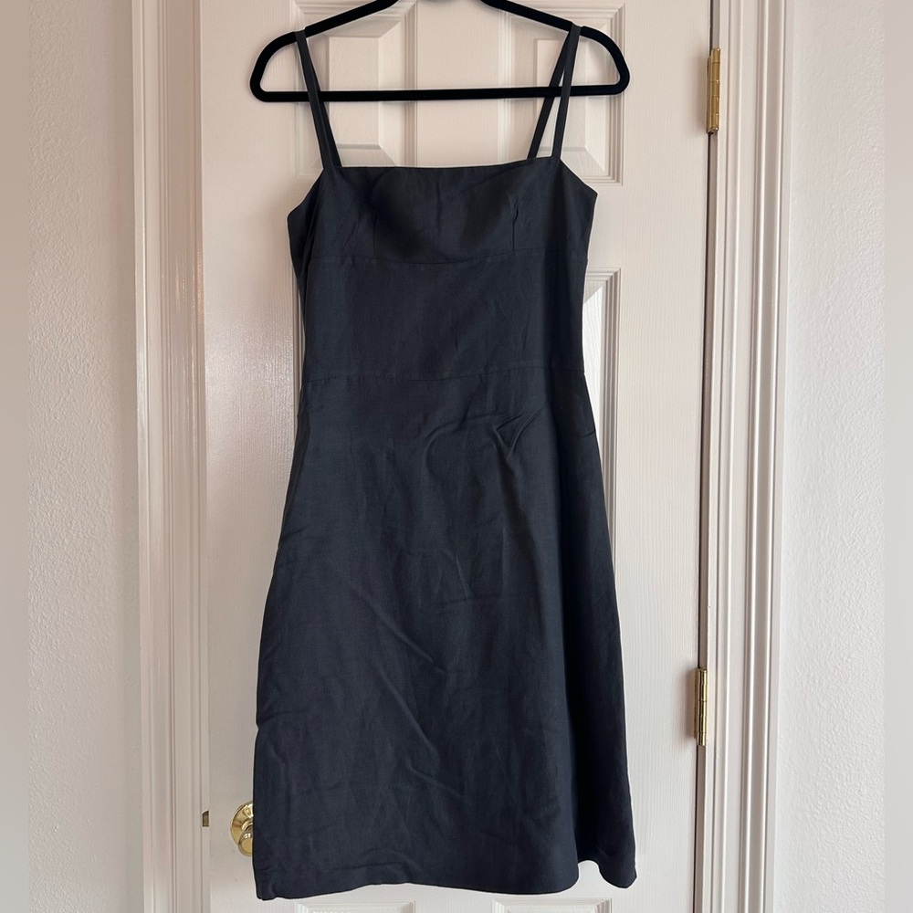 Agnes B. Paris Navy Linen Knee Length Dress Size 2 - in perfect condition